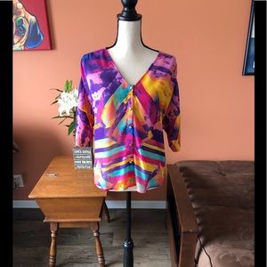 BEBE colorful lightweight semi-sheer blouse